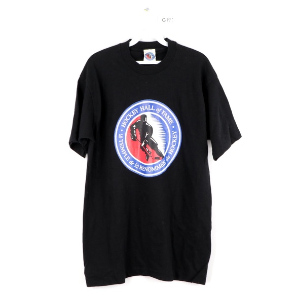 Vintage 90s Hockey Hall of Fame NHL T Shirt Black - Picture 1 of 8